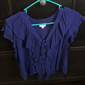 Navy blue lace up crop top Size medium